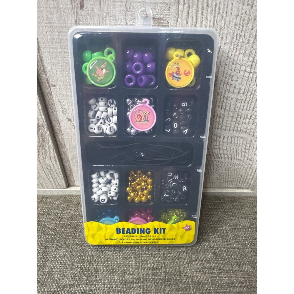 Spongebob Charms Alphabet & Colorful Beads Bracelet Jewelry Kit w/ Storage Box
